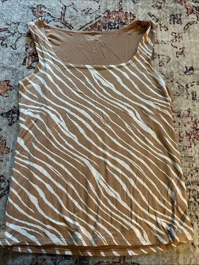 Maurices Tan and White Zebra-Print Scoop Tank